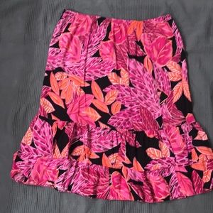 Nikki summer print double ruffle midi skirt